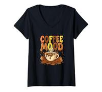 Donna Coffee Mood Espresso Barista Latte Lover Caffeine Maglietta con Collo a V