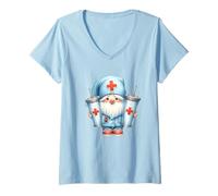Donna Coffee Nurse GNOME Graphic for Women for Work And Nurse Life Maglietta con Collo a V