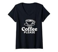 Donna Coffee Please Maglietta con Collo a V