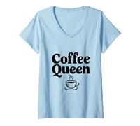 Donna Coffee Queen Funny Coffee Lover per i tossicodipendenti di Caffeina Maglietta con Collo a V