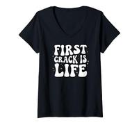 Donna Coffee Roaster First Crack Is Life Retro Roasting Design Maglietta con Collo a V
