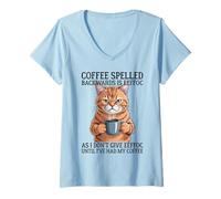 Donna Coffee Spelled Backwards Is Eeffoc Maglietta con Collo a V