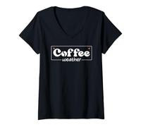 Donna Coffee Weather Fall Coffee Books Tis The Season Coffee Lover Maglietta con Collo a V