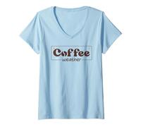 Donna Coffee Weather Fall Coffee Tis The Season Books Coffee Lover Maglietta con Collo a V