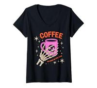 Donna Coffee You Make Me Feel Alive Halloween Maglietta con Collo a V