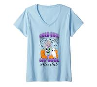 Donna Cold Like My Soul Camicia Autunno Iced Drink Ghost Pumpkins Maglietta con Collo a V