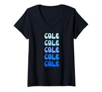 Donna Cole Retro Name Stack Design Maglietta con Collo a V