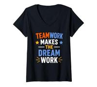 Donna Collaboration Motivation Teamwork Makes The Dream Work Maglietta con Collo a V