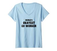 Donna Collaboratore Che Lascia i Mondi Divertenti del caffè più Okayest Co-Worker Maglietta con Collo a V