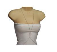 Donna Collana Lunga Moda Argento Corpo Catena Vita Gioielli Collo Croce Ciondolo