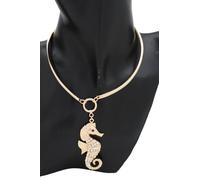 Donna Collana Oro Metallo Moda Gioielli Set Mare Cavallo Ciondolo Nautico