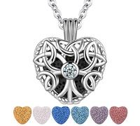 Donna Collane del Galleggiante Cuore Pendente del Diffusore di Olio Essenziale di Aromaterapia con 7PCS Multicolore Lava Pietra, 24" Catena, Gioielleria CELESTIA