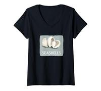 Donna Collezionare conchiglie per un tocco del costume mare Maglietta con Collo a V