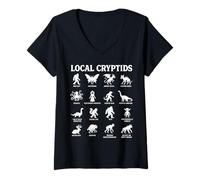 Donna Collezione Silhouette Creature Leggendarie Criptidi Locali Maglietta con Collo a V