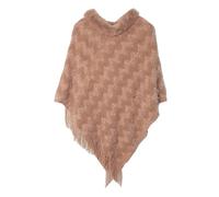 Donna Collo IN Finta Pelliccia Poncho Mantella Nappa con Frange Scialle Spalle