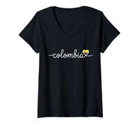 Donna Colombia Cuore Maglietta con Collo a V