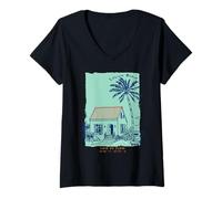 Donna Colonia Artistica OC Vintage Souvenir di Laguna Beach, California Maglietta con Collo a V