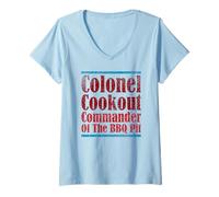 Donna Colonnello Cookout Commander of the BBQ Pit Barbecue Smoker Maglietta con Collo a V