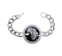 Donna Color Argento Metallo Catena Bracciale Africa Continente Ciondolo Design