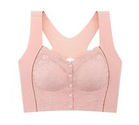 Donna Color Blocked Large Elastic Vest Style Without Ring Extended Lower Circumference New Lace Adhesive Front Buckle Underwear Bra Corsetti & Bustiers für Damen, Colore: rosa., 3XL