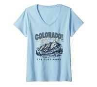 Donna Colorado! Retro Boulder Flatirons Vintage Style 80s Maglietta con Collo a V