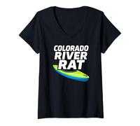 Donna Colorado River Rat Kayak Whitewater Rafting Maglietta con Collo a V
