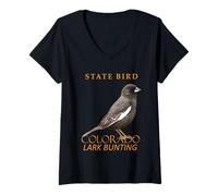 Donna Colorado Territory Bird The Allodola bandierine Maglietta con Collo a V