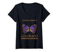 Donna Colorado Territory Insetto La Farfalla Hairstreak Maglietta con Collo a V