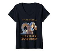 Donna Colorado Territory Mammifero La pecora Bighorn Maglietta con Collo a V
