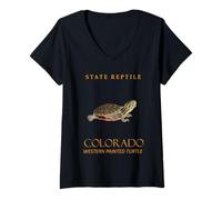 Donna Colorado Territory Rettile Western Painted Turtle Hatchling Maglietta con Collo a V