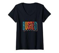Donna Colorato Busted Statement Maglietta con Collo a V