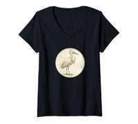 Donna Colorato Snowy Egret Bird Design Maglietta con Collo a V