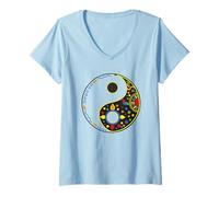 Donna colorato, taoismo, daoismo, Segno, Simbolo, per, tao, Yin, e, Yang Maglietta con Collo a V