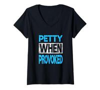 Donna Colore Blu Petty When Provoked Blue Graphic Maglietta con Collo a V