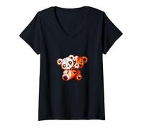 Donna Colore Corallo Evil Twin-v2 Coral Graphic Maglietta con Collo a V