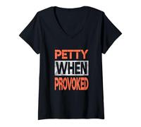 Donna Colore Corallo Petty When Provoked Coral Graphic Maglietta con Collo a V