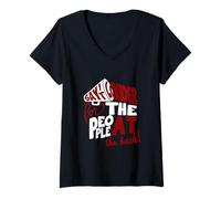 Donna Colore Marrone Say It Louder Maroon Graphic Maglietta con Collo a V