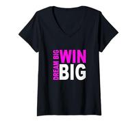 Donna Colore Rosa Dream/Win Big Pink Graphic Maglietta con Collo a V