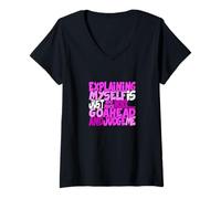 Donna Colore Rosa Go Ahead, Judge Me Pink Graphic Maglietta con Collo a V