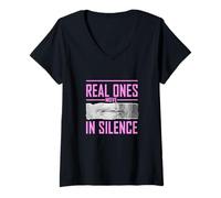 Donna Colore Rosa Real Ones Say Less Pink Graphic Maglietta con Collo a V