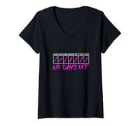 Donna Colore Rosa Schedule No Days off Grafica Rosa Maglietta con Collo a V