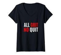 Donna Colore Rosso all Grit - No Quit Red Graphic Maglietta con Collo a V
