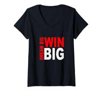 Donna Colore Rosso Dream/Win Big Red Graphic Maglietta con Collo a V