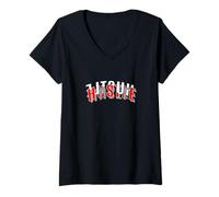 Donna Colore Rosso Hustle Every Which Way Red Graphic Maglietta con Collo a V