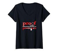 Donna Colore Rosso Proof Over Promises Red Graphic Maglietta con Collo a V