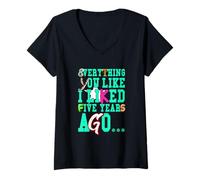 Donna Colore Verde Acqua Chiaro Catch Up Light Teal Aqua Graphic Maglietta con Collo a V