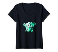 Donna Colore Verde Acqua Chiaro Evil Twin-v2 Light Teal Aqua Graphic Maglietta con Collo a V