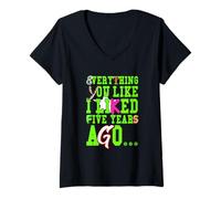 Donna Colore Verde Catch Up Grafica Verde Maglietta con Collo a V