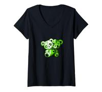 Donna Colore Verde Evil Twin-v2 Grafica Verde Maglietta con Collo a V