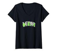Donna Colore Verde Hustle Every Which Way Grafica Verde Maglietta con Collo a V